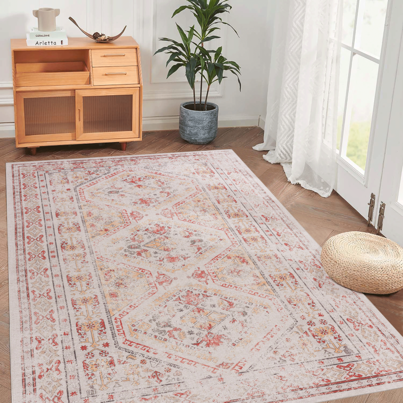 NAAR MAVAL Beige Entryway Doormat, Washable 2' x 3'
