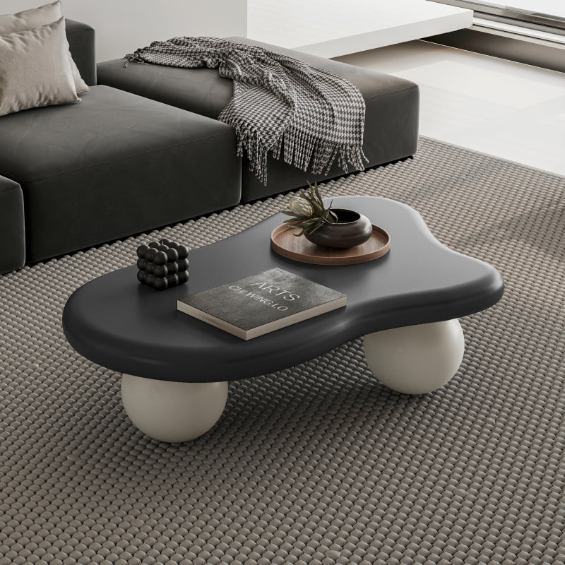 Modern Black Cloud Coffee Table for Living Room, 3 Ball Legs