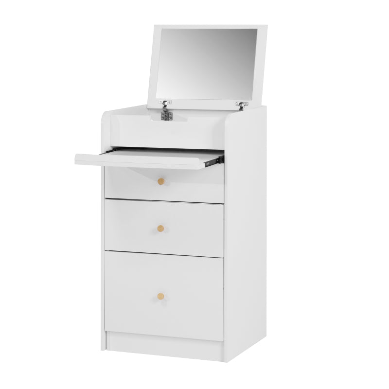 Compact Modern White Vanity Desk, Mirror & Chair for Bedroom