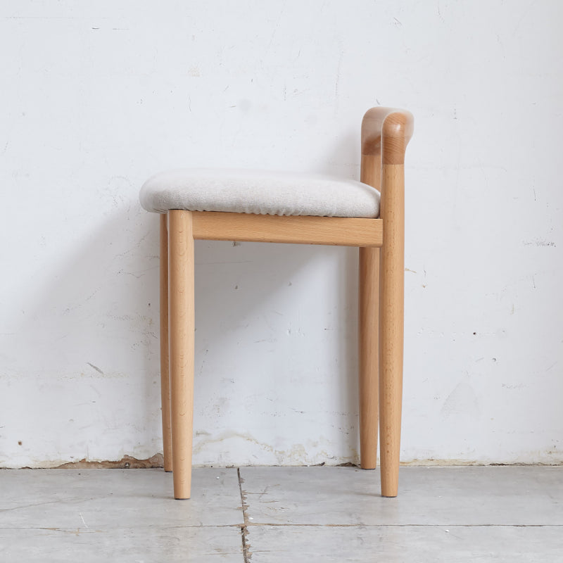 Natural Solid Beech Wood Vanity Stool for Bedroom & Dining