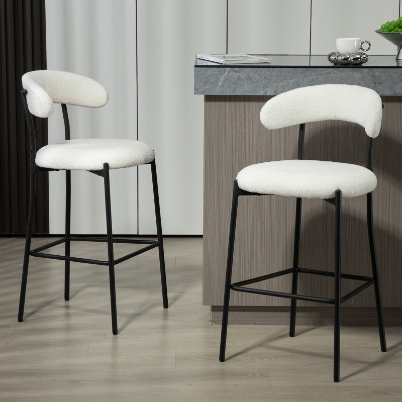Cozy Teddy Fabric Counter Stool, Kitchen Island, Black Base