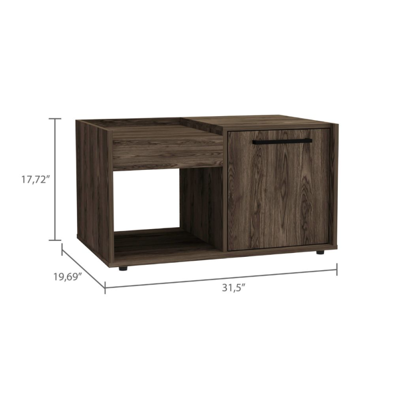 Modern Lyon Coffee Table, Living Room Storage, Dark Walnut