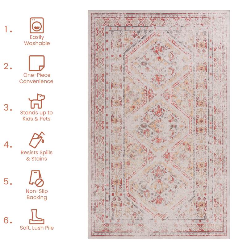 NAAR MAVAL Beige Entryway Doormat, Washable 2' x 3'