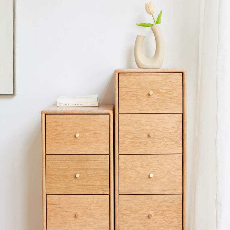 Solid Oak Corner Nightstand for Bedroom with Storage