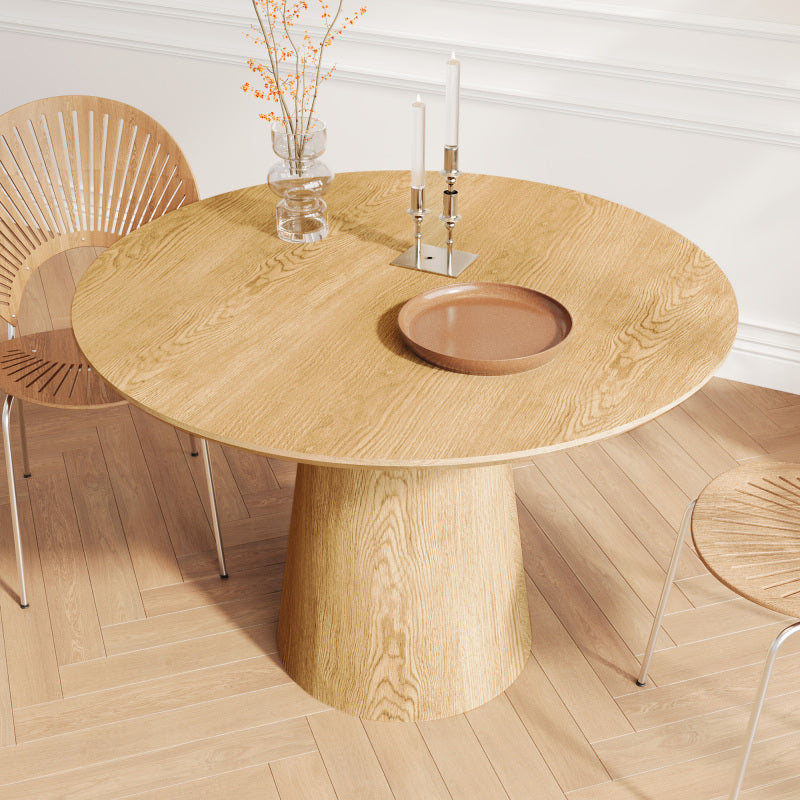 Modern Minimalist 43-inch Round Dining Table, Natural Wood