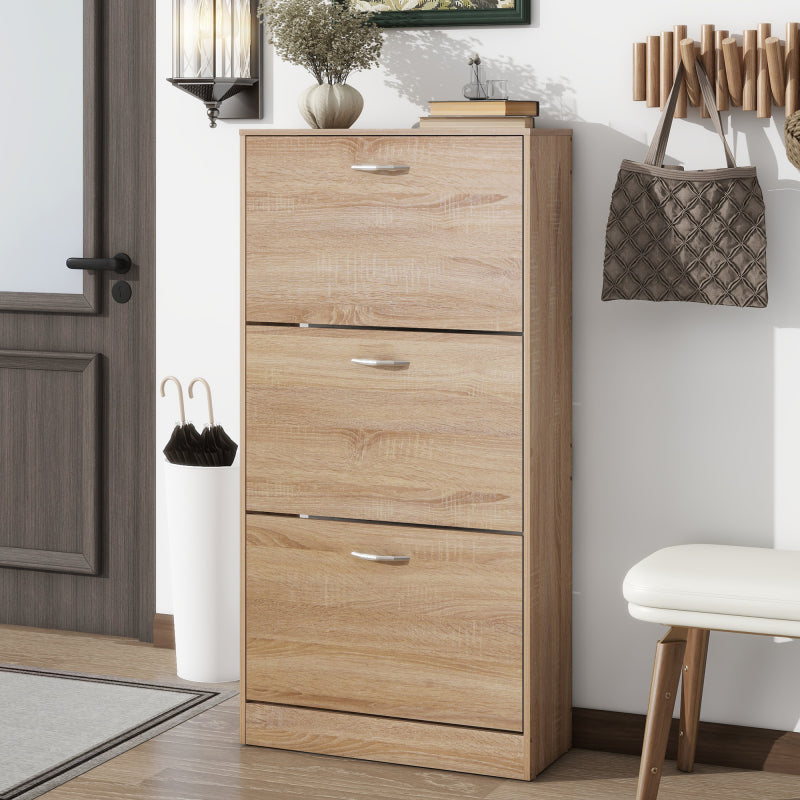 Modern Shoe Cabinet for Entryway with 2 Flip Drawers