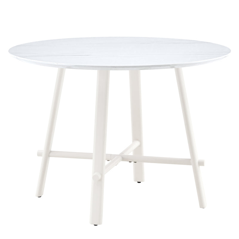 Modern Round Dining Table, Dining Room, 42-Inch White Top