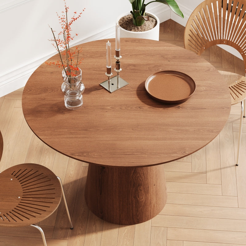 Modern Minimalist 43-inch Round Dining Table, Natural Wood