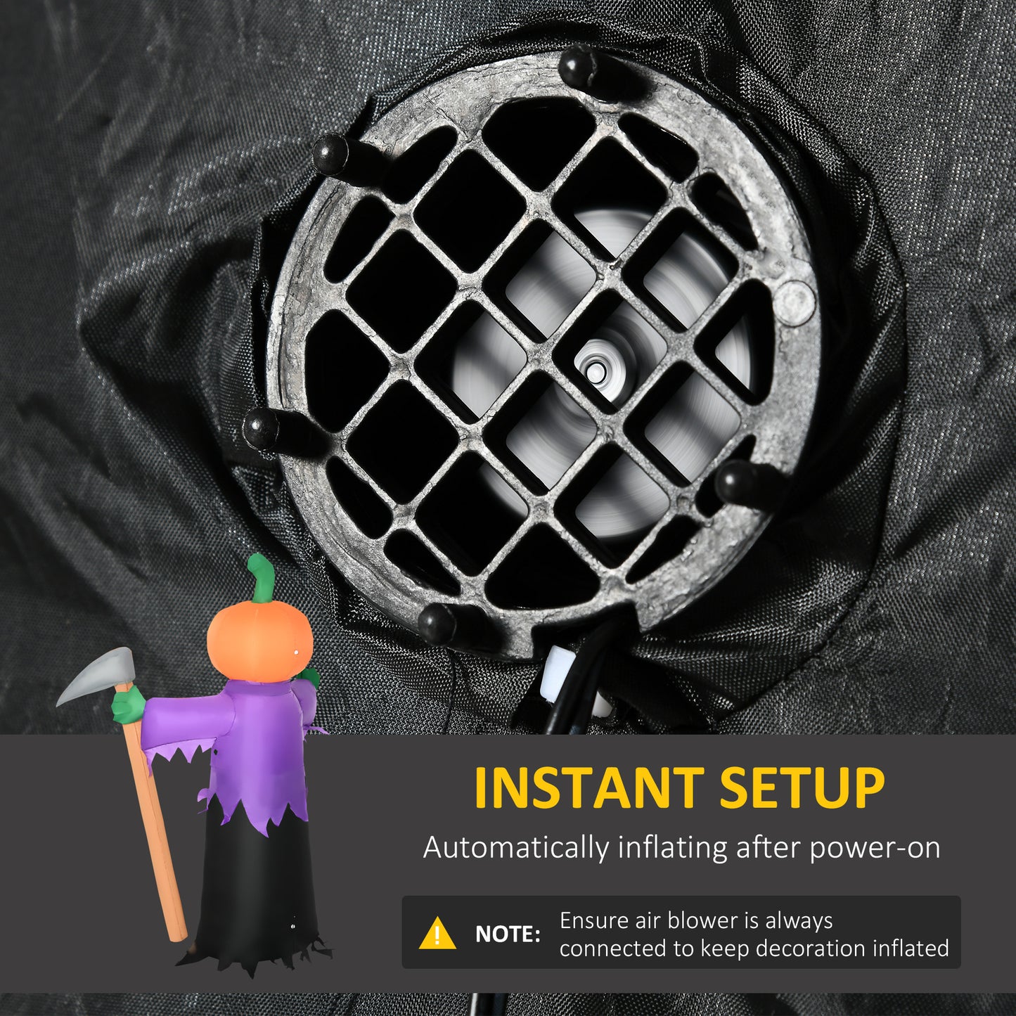Outsunny 5ft Yard Inflatable Grim Reaper, LED, Waterproof