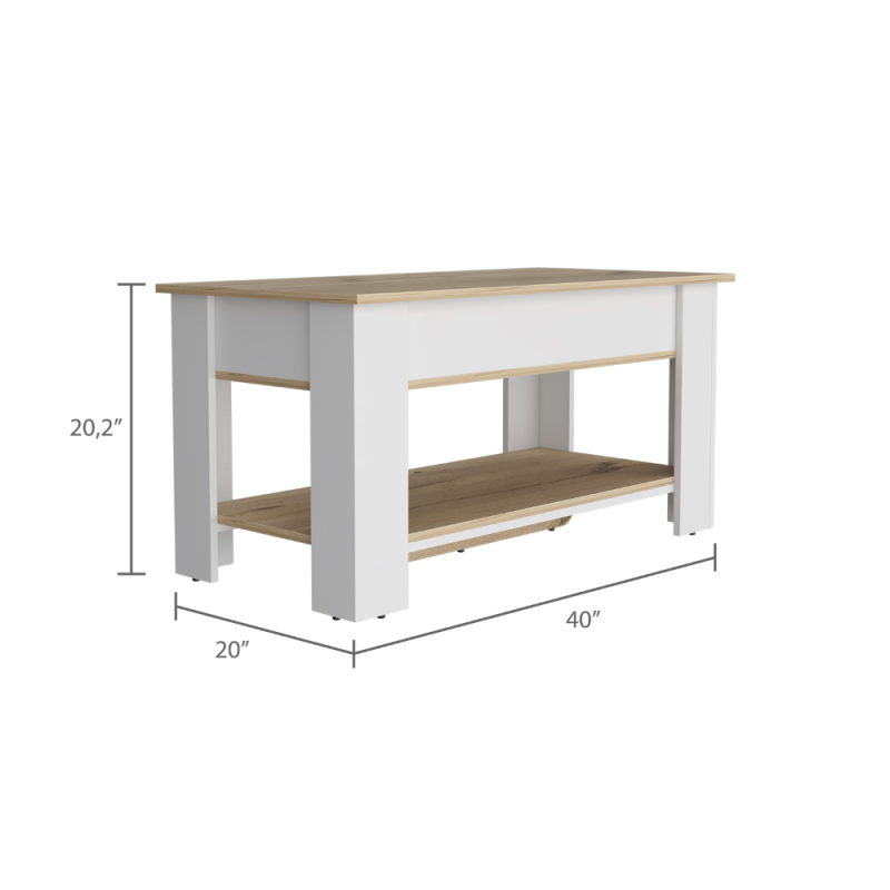Austin Two-Tone Storage Table for Living Room Pull-Out Shelf