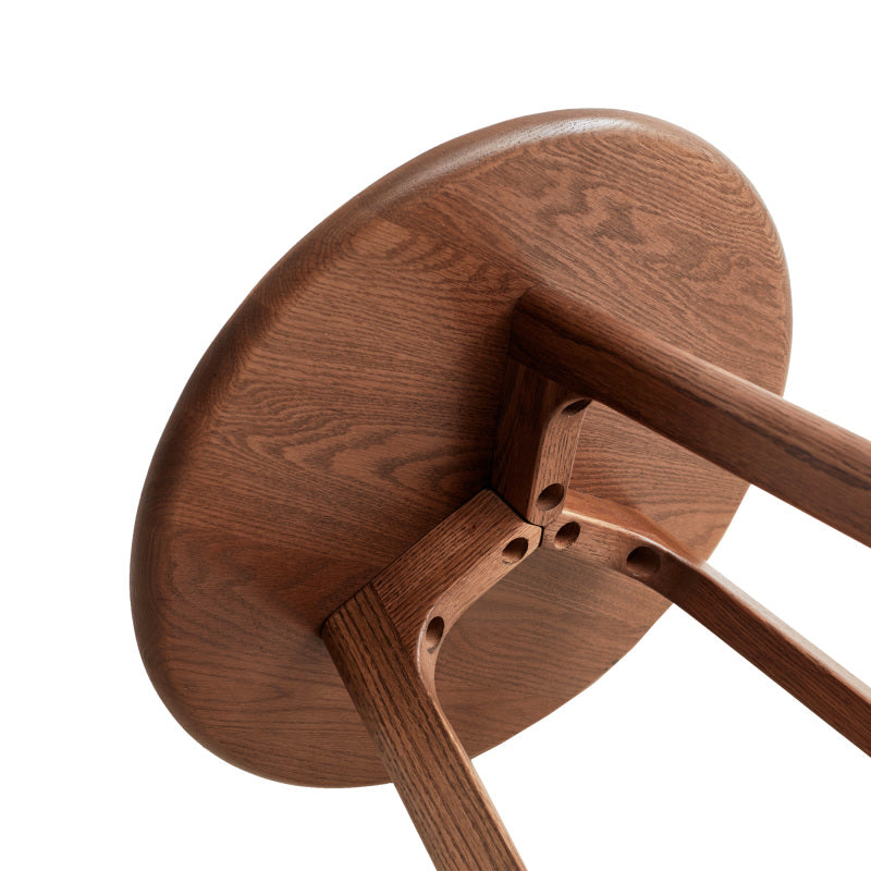 Modern Round End Table for Living Room, Solid Oak