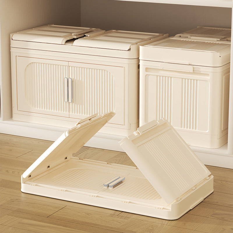Modern Cream Folding Storage Cabinet for Entryway