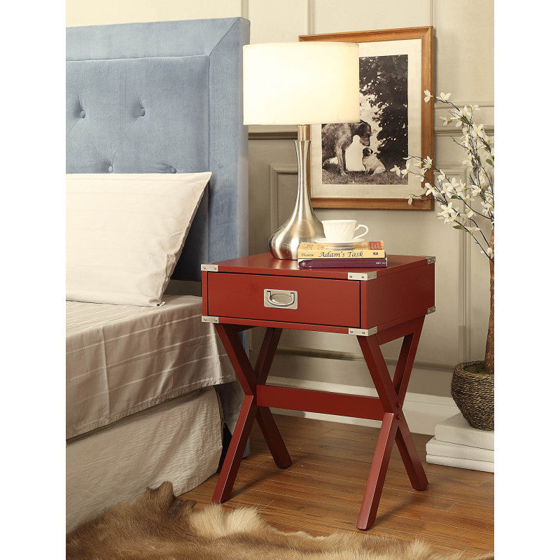 Babs Modern Accent Table for Living Room, Bold Red Finish