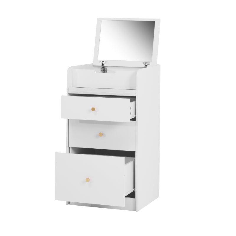 Compact Modern White Vanity Desk, Mirror & Chair for Bedroom