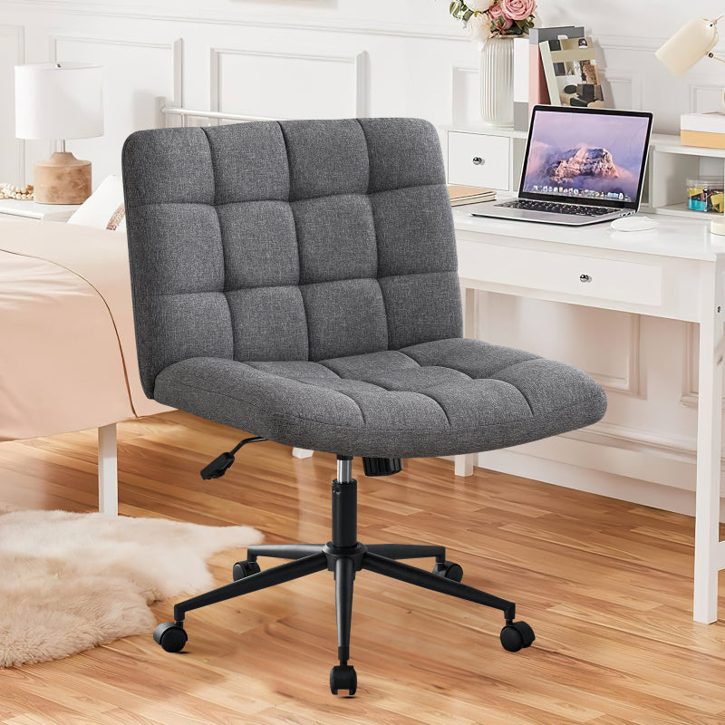 Cozy Linen Armless Home Office Chair with Lumbar Support
