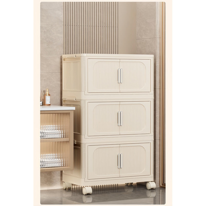 Modern Cream Folding Storage Cabinet for Entryway