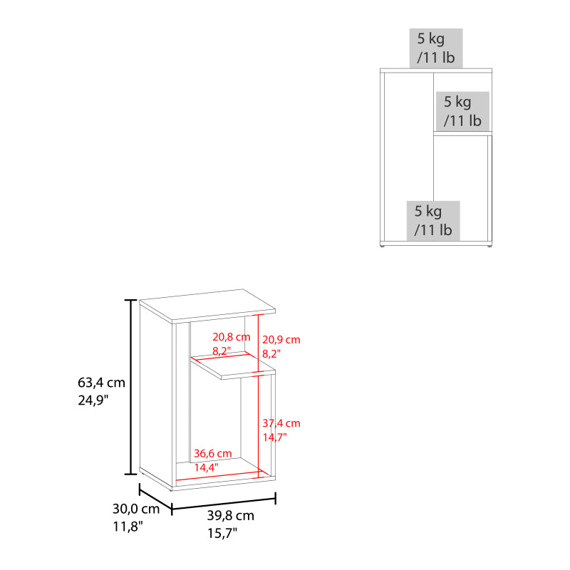 FM FURNITURE Vega Modern Side Table, Living Room Open Shelf