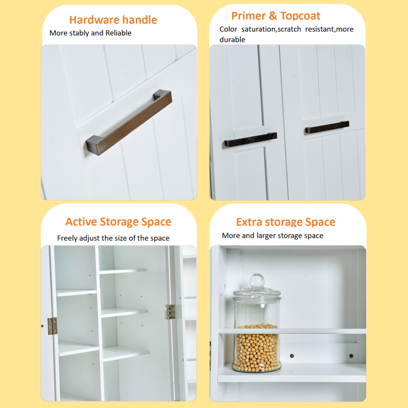Kitchen Pantry Storage Cabinet,Freestanding Pantry Cabinet with Doors & Adjustable Shelves, Small Food Pantry Cabinet for Kitchen,Dining Room Craft Room (White)