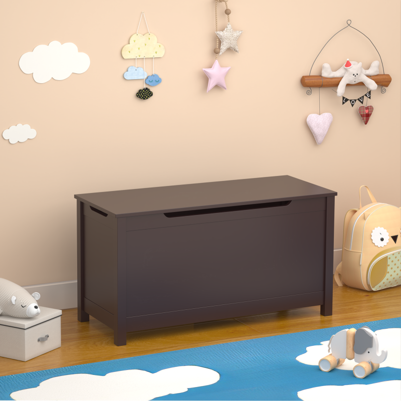 White Kids' Toy Box for Playroom with Safety Hinged Lid