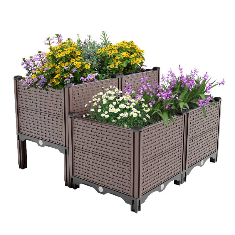 All-Weather Raised Planter Box for Patio with Drainage