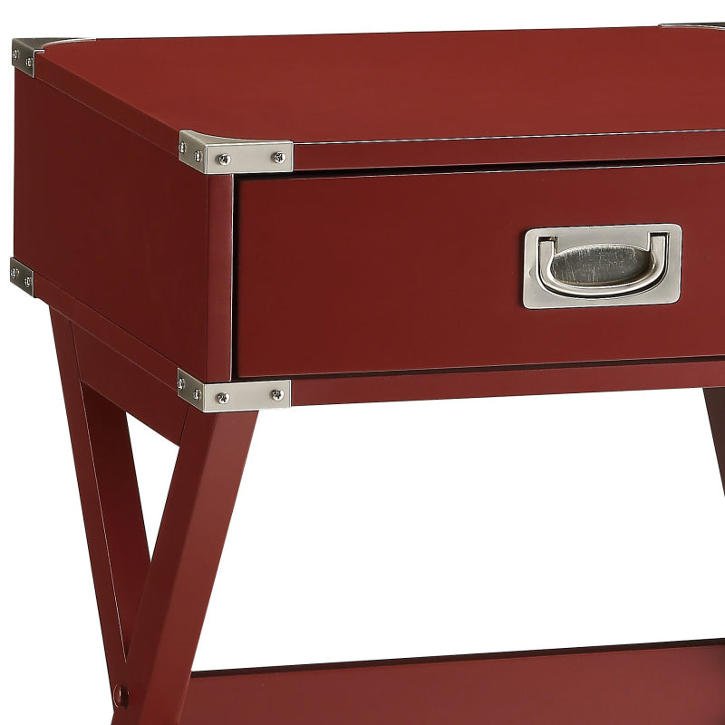 Babs Modern Accent Table for Living Room, Bold Red Finish