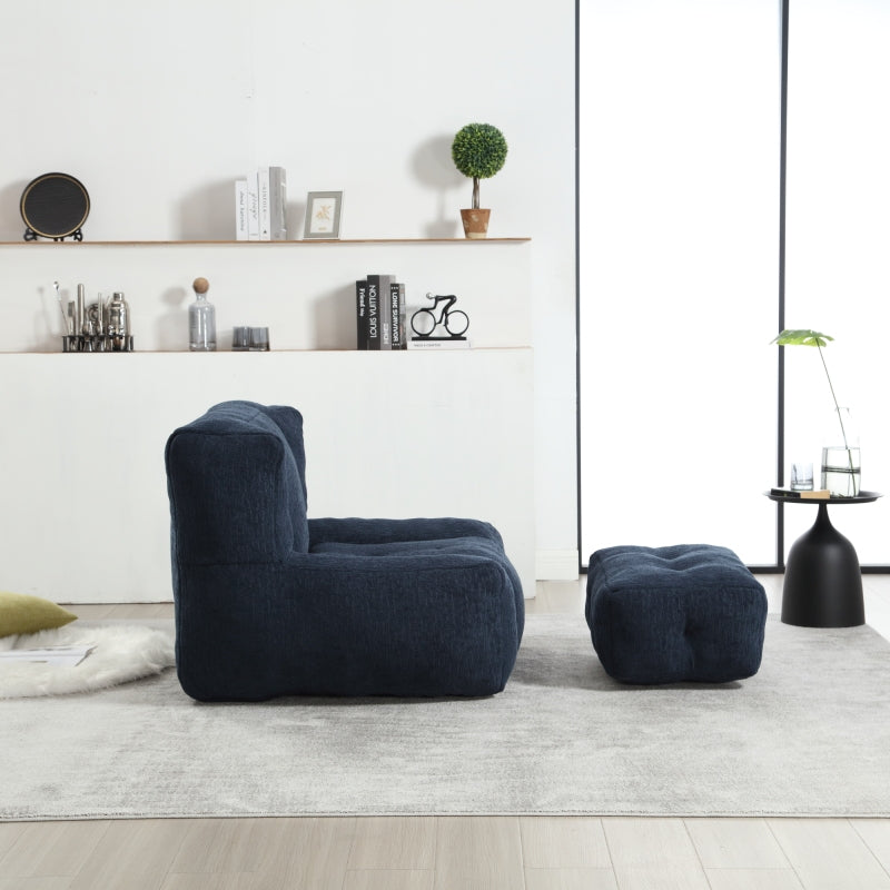 Modern Plush Bean Bag Chair for Living Room with Ottoman