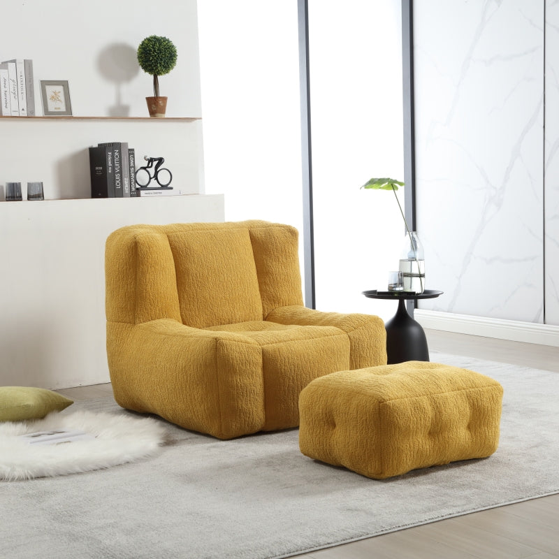 Modern Plush Bean Bag Chair for Living Room with Ottoman
