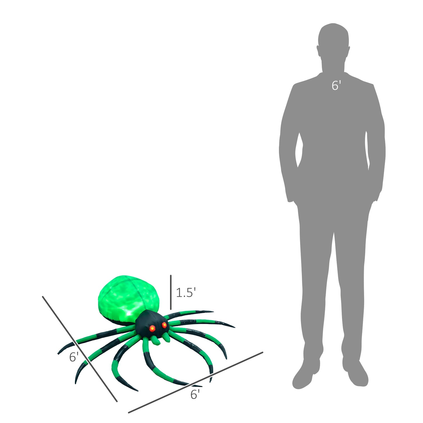 HOMCOM Halloween Inflatable Crawling Spider for Yard, 6' LED
