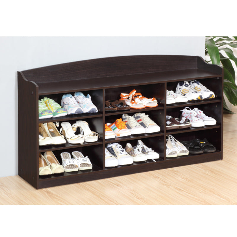 Modern Entryway Shoe Bench, Red Cocoa, Holds 18 Pairs