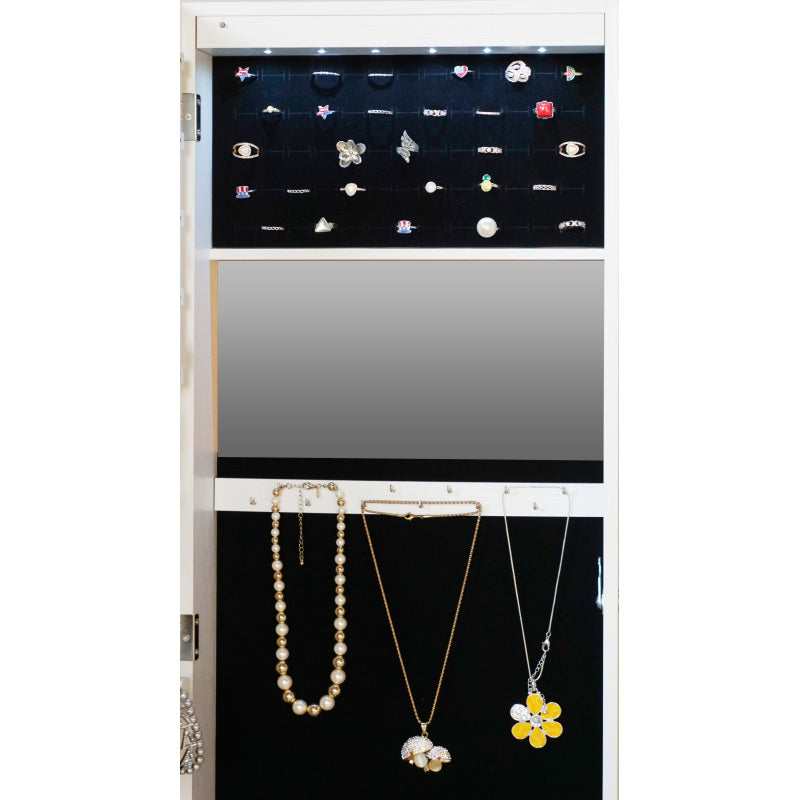 Sleek 360° Swivel LED-Lit Mirror Jewelry Armoire for Bedroom
