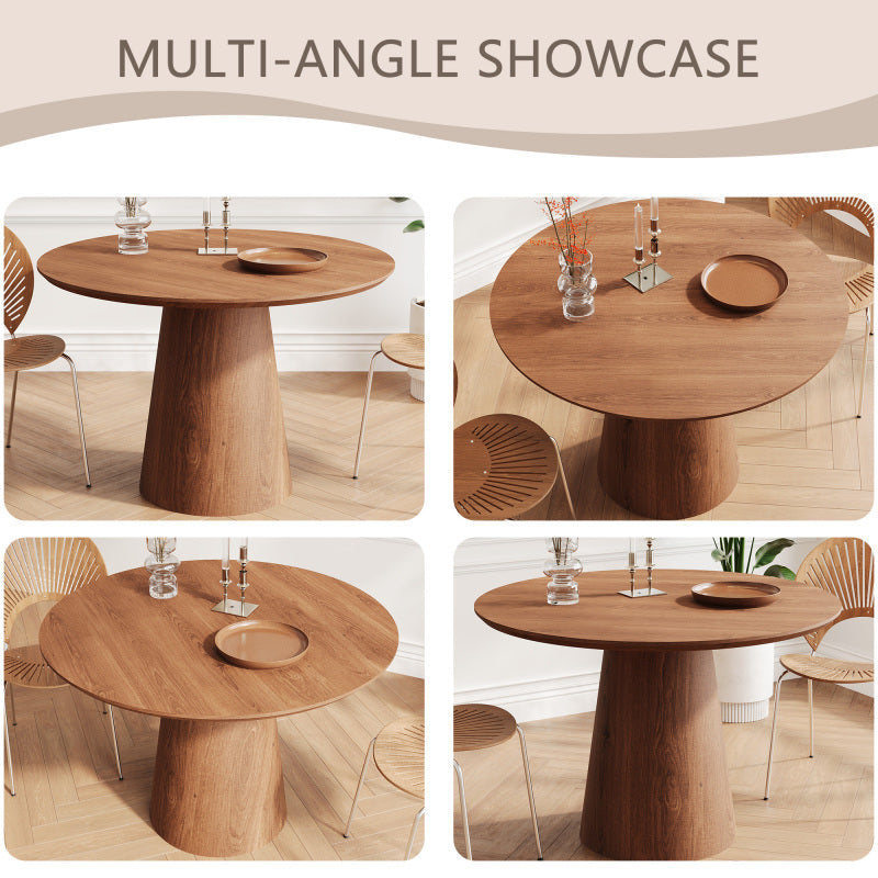 Modern Minimalist 43-inch Round Dining Table, Natural Wood