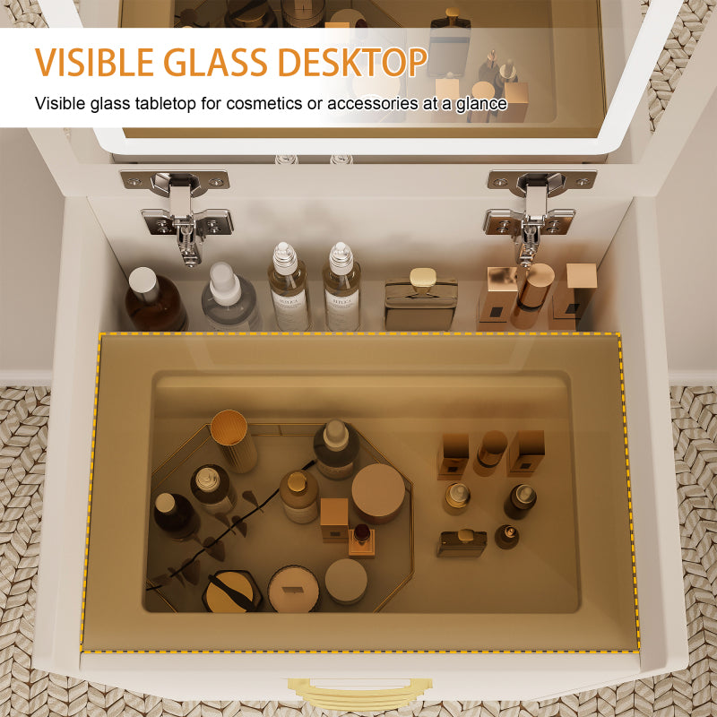 Compact Makeup Vanity for Bedroom with Lift-Top Mirror