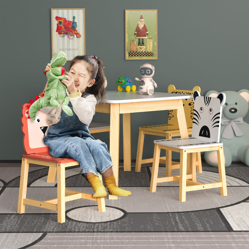 Playful Playroom Kids Table & 4 Animal Chairs, Spacious Top