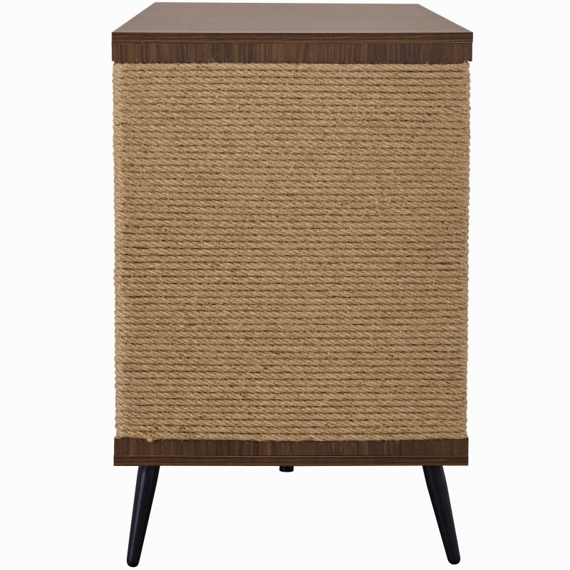 Modern Walnut End Table for Living Room, Hidden Litter Box