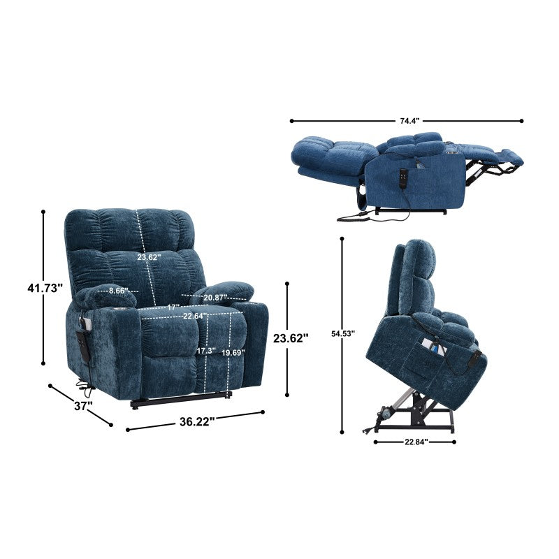 Liyasi Dual-Motor Lift Recliner for Seniors, Heat Massage