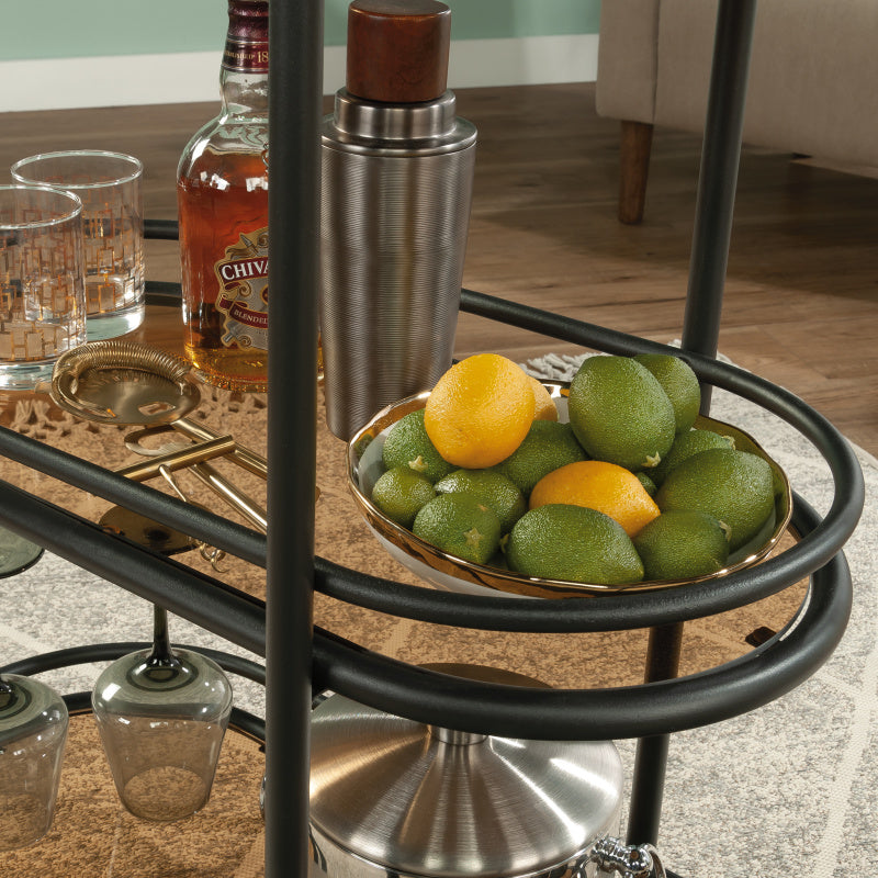 Modern Bar Cart for Entertaining, Black Finish