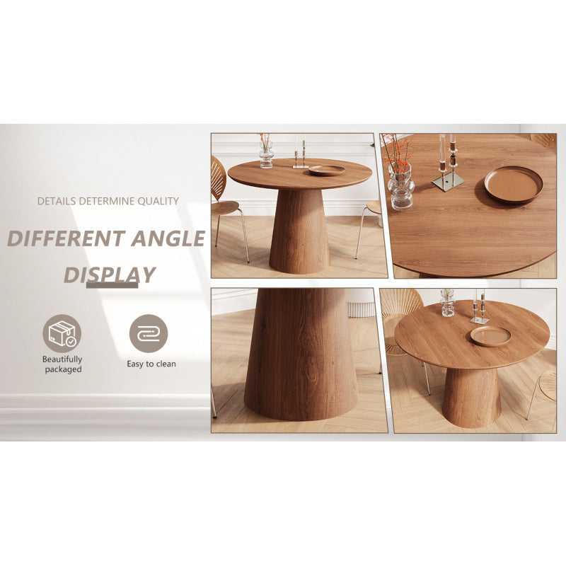 Modern Minimalist 43-inch Round Dining Table, Natural Wood