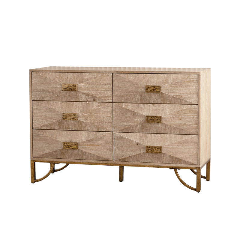 Modern Light Wood Dresser & TV Stand for Bedroom, 6 Drawers