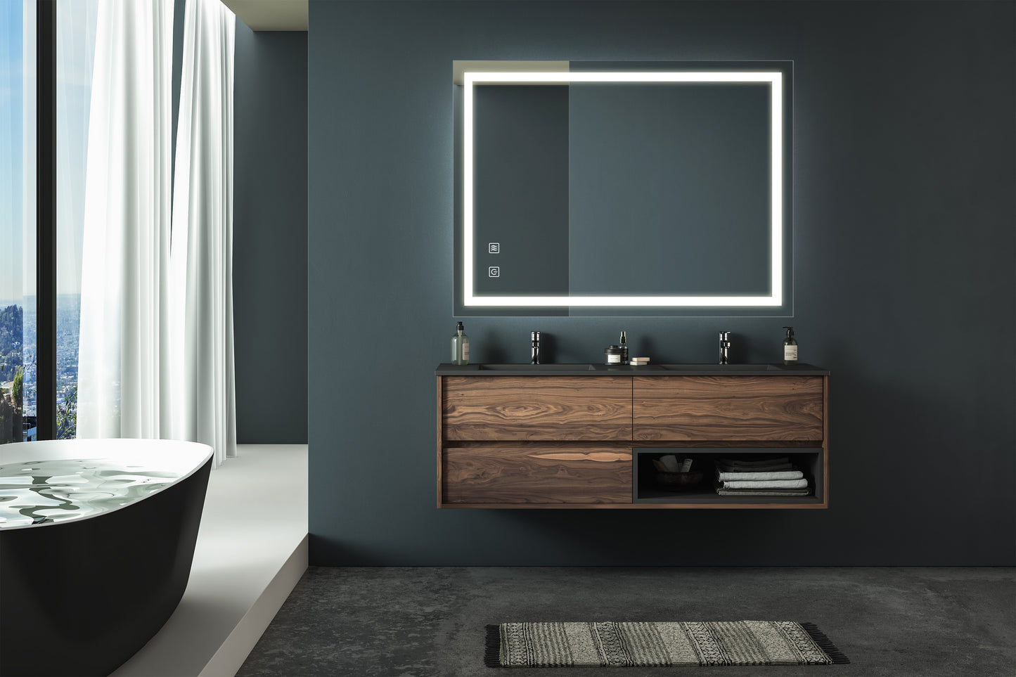 Modern Bathroom LED Vanity Mirror 32x24, Anti-Fog, Dimmable