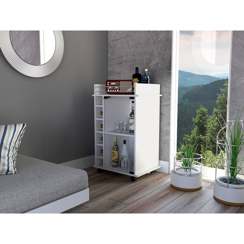 Dukat Espresso Bar Cart for Home, 6-Bottle Rack, Rolling