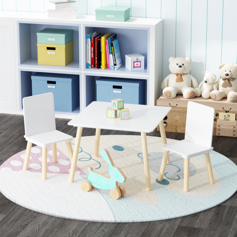 Playful Playroom Kids Table & 4 Animal Chairs, Spacious Top
