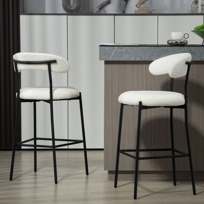 Cozy Teddy Fabric Counter Stool, Kitchen Island, Black Base