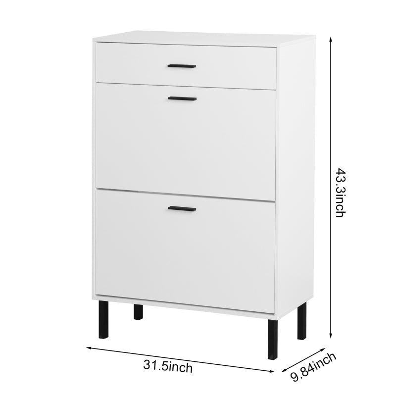 Modern Shoe Cabinet for Entryway with 2 Flip Drawers