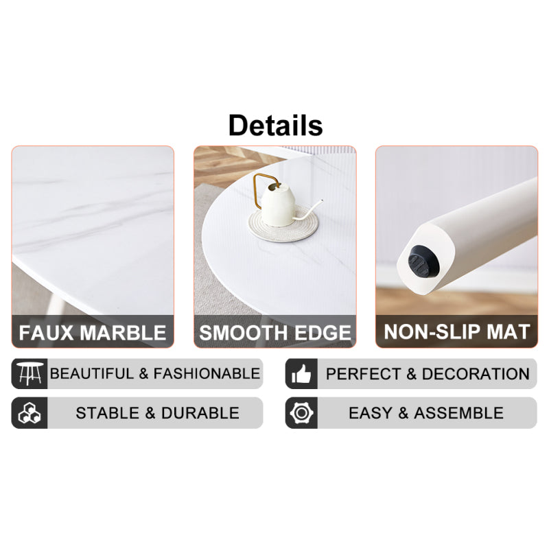 Modern Round Dining Table, Dining Room, 42-Inch White Top
