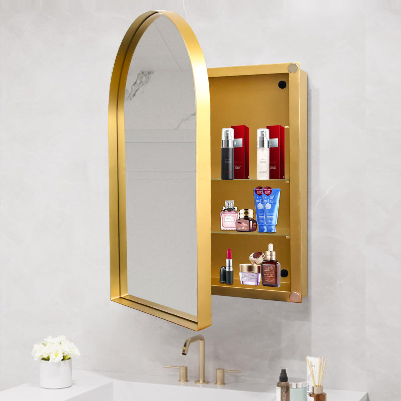 Black Metal Bathroom Medicine Cabinet, Adjustable Shelves