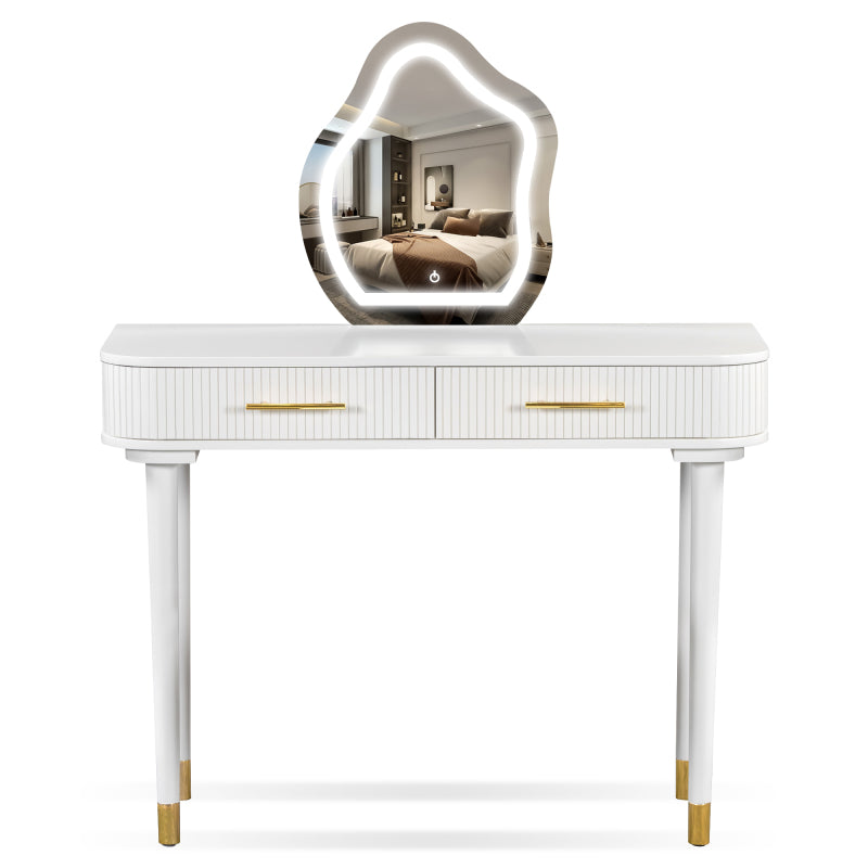 Modern Vanity Set for Bedroom with Touch LED Mirror, 2 Drawers