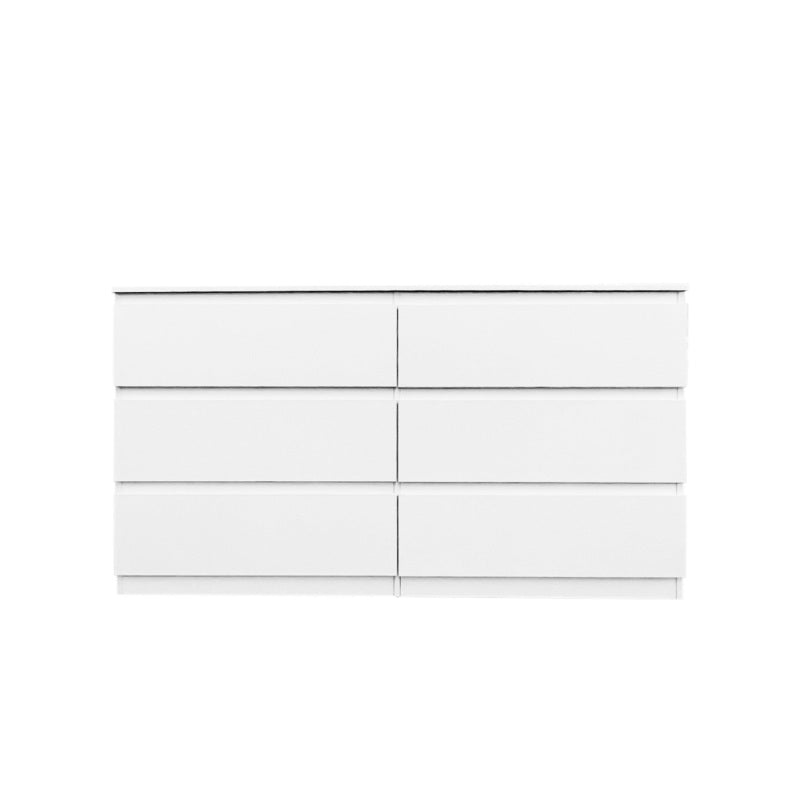 Modern 6-Drawer Double Dresser for Bedroom, Sleek White