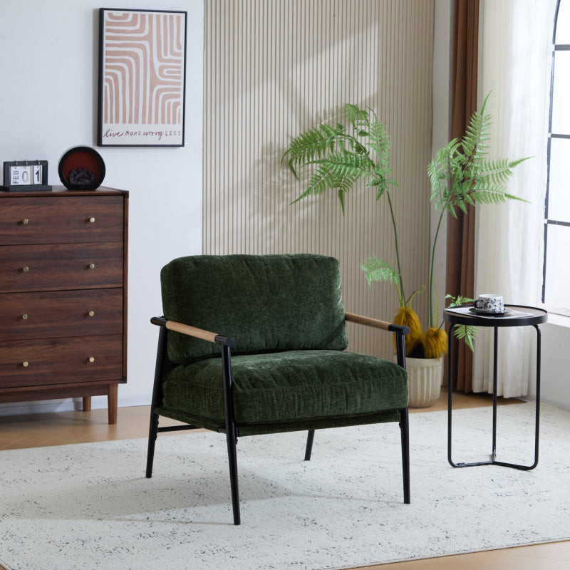 Modern Accent Chair for Living Room, Plush Seat & Wood Arms