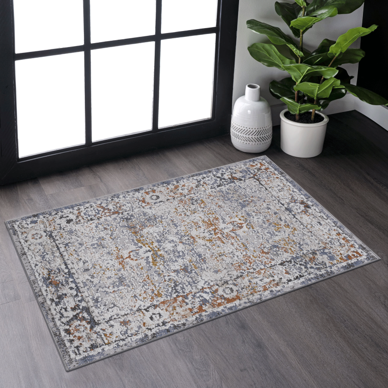 NAAR PAYAS Traditional Hallway Runner Rug, Ivory/Grey, 2x8