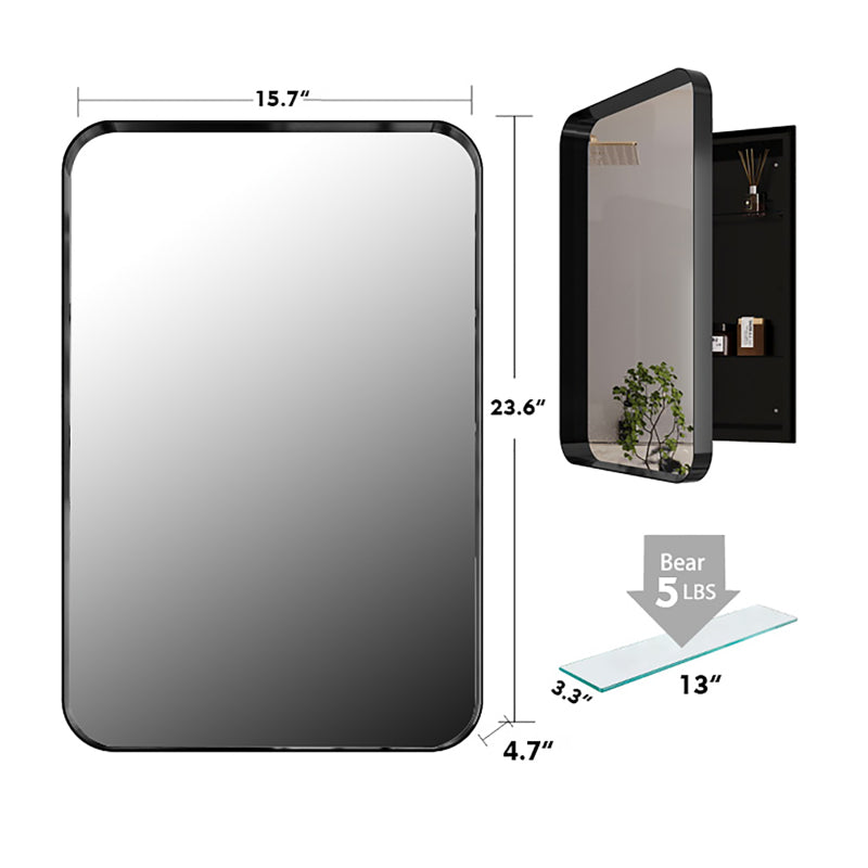 Black Metal Bathroom Medicine Cabinet, Adjustable Shelves
